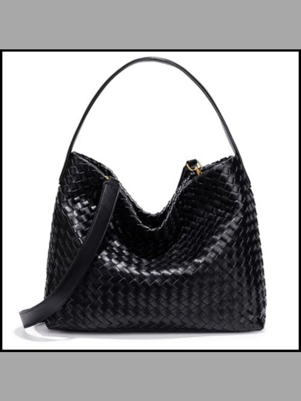 Woven Suede Hobo Bag Slouchy Shoulder Tote Detachable Crossbody Strap